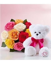 Teddy, 6 mix roses hand tied bunch