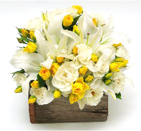 Yellow and White Flowers Basket
