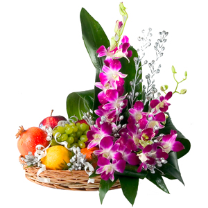 Fruits and Orchis in a basket
